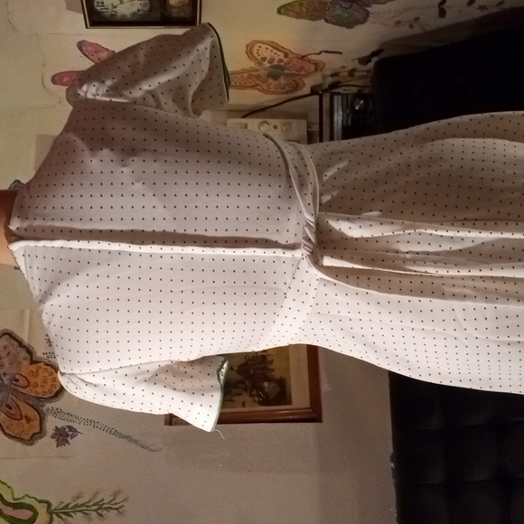 Vintage Maxi dress gown green polka dot with sash tie. Size 6/7. - Picture 4 of 7